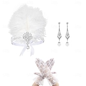 olcso Kiegészítők és még sok más-A nagy Gatsby Flapper fejpánt Gyöngyös karkötő Fülbevaló A nagy Gatsby Toll Retro Csillogó glitter Női Farsang Valentin nap Álarcos mulatság Party estélyi viselet Álarcos mulatság Fesztivál Felnőttek