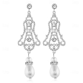 abordables Boucles d&#039;oreilles-Boucles d&#039;oreilles en alliage de diamant, boucles d&#039;oreilles en éventail, tempérament de mode, accessoires de robe de mariée, boucles d&#039;oreilles à tige en perles