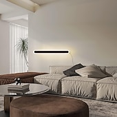 baratos Candeeiros de Parede de interior-Luminária de parede moderna com plugue, à prova d'água, de 30 a 120 cm, em acrílico preto fosco, com LED, para uso externo, cabo de 1,5 m com plugue e abertura para instalação interna. Ideal para sala de estar, banheiro, maquiagem e corredor.