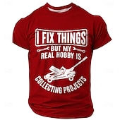 abordables T-shirts amusants pour hommes-T-shirt graphique drôle pour mécanicien - Je répare des choses Mon véritable hobby est de collectionner des projets T-shirt pour enthousiastes du DIY à manches courtes