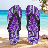 cheap Vacation Sandals-Men’s Blue Leaf Printed Flip Flops – Tropical &amp; Stylish Style for Beach Vacations, Island Hopping &amp; Beachside Dinners