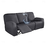 abordables Funda para sillón reclinable-Fundas reclinables impermeables, funda de sofá suave antideslizante color burdeos con bolsillo para sofá de 1/2/3/4 plazas, protector de muebles reclinables de jacquard elástico de licra lavable para
