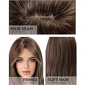 billige Syntetiske trendy parykker-naturlige lange parykker for kvinner med frynser syntetisk varmebestandig hår ombre brun parykk for daglig fest cosplay bruk