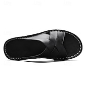 billige Ferietøfler-brune sandaler i imitert skinn med kryssrem – uformelle slip-on sandaler med slitesterk såle, perfekt for hverdagskomfort, ferie og utendørseventyr