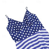  Dia da Independência 250º Aniversário EUA Anos 50 Vestido de uma linha Vestido swing Nadador Bandeira dos EUA Fantasia Mulheres Baile de Máscaras 4 de julho Dia da Independência Casual / Diário Festa