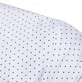 preiswerte Herrenhemd zum Knöpfen-Herren Hemd Sommerhemd Freizeithemd Strandhemd Knopfhemd Weiß Marineblau Langarm Punkte Revers Urlaub Hawaiianisch Button-Down Bekleidung Polyester Mode Lässig Bequem