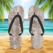 cheap Vacation Sandals-Men’s Blue Leaf Printed Flip Flops – Tropical &amp; Stylish Style for Beach Vacations, Island Hopping &amp; Beachside Dinners