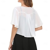 voordelige Bruiloftsomslagen-Vrouwen Wikkel Elegante Zonnebescherming Korte Mouw Chiffon Bruiloft Wikkels Met Effen Kleur Voor Bruiloft Zomer