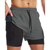 baratos shorts ativos masculinos-Homens Calção Justo de Natação Shorts de Natação Bermuda de Surf Bloco de cor Secagem Rápida Respirável Com forro de compressão com passador de toalha Férias Praia Havaiana Casual Preto