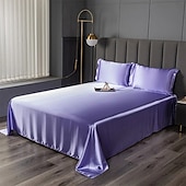 abordables Parures de draps-Drap en soie glacée Pièce unique Drap de satin Drap de soie cool Housse de coussin Ensemble de trois pièces