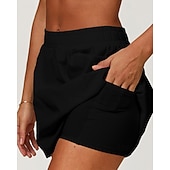 cheap Women's Skirts &amp; Skorts-Women's Solid Colored Casual Skirt Tennis Skirts Tennis Skirts with Shorts Pleated UPF50+ Quick Dry Tennis Golf Pickleball Bottoms Black Ivory Light Green Tennis Clothing