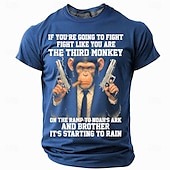お買い得  メンズおもしろTシャツ-メンズショートスリーブグラフィックTシャツ &#039;ノアの方舟の三番目の猿のように戦え&#039; ユーモラスライフスタイル