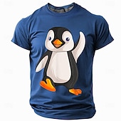 お買い得  アニマルプリントTシャツ-男性用 ペンギン Tシャツ 半袖 Tシャツ 3Dプリント クルーネック シャツ ファッション 誇張された 日常 パーティー ストリート カジュアル ルビーレッド ブルー グリーン 夏 春 オールシーズン 衣類 S M L XL XXL XXXL