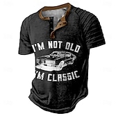 cheap Funny Words-Men&#039;s Car Letter Henley Shirt Raglan T Shirt Short Sleeve T shirt Henley Shirt Fashion Daily Designer Vacation Street Casual Black Blue Green Summer Spring Clothing Apparel S M L XL XXL XXXL