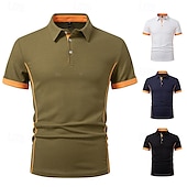 economico Polo classica da uomo-Per uomo Magliette Polo a Nido d&#039;Ape Maglia da golf Lavoro Casuale Bavero Manica Corta Essenziale Moderno Blocco di colori Patchwork Bottoni Estate Vestibilità regolare Nero Bianco Blu marino Verde