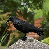 abordables Soins et soutien aux animaux-1 statue de corbeau noir simulée 3D corbeau simulé oiseau effrayant souris insectifuge décoration de jardin extérieur pour les pigeons pour chasser les corbeaux