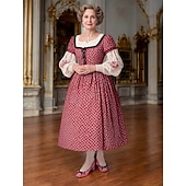 preiswerte 1950er Jahre-Rote Damen-Blockabsätze mit Punkten – Vintage-Pumps mit Schleife für Retro-Partys, Tanz und Outfits im Stil der 50er