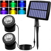 baratos Luzes e lanternas de caminho-Holofotes solares externos, luzes rgb que mudam de cor, holofotes subaquáticos de paisagem 2000mah ip68 à prova d&#039;água, holofotes de paisagem led para aquário, jardim, quintal, piscina, lago, fonte,