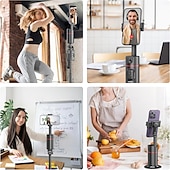 abordables accessoires de forage-Support de téléphone à suivi automatique, support de caméra de téléphone à rotation à 360 degrés, support de suivi de prise de vue intelligent avec perche à selfie à distance pour iPhone Android,