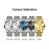 cheap Quartz Watches-OLEVS 9977 Men&#039;s Top Luxury Brand Quartz Watch, Fashion Business, Stainless Steel, Date Week, Diamond Scale, Waterproof