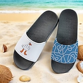 tanie Sandały wakacyjne-Męskie Pantofle Drukuj buty Druk 3D Kapcie na zewnątrz Kapcie plażowe Codzienny Styl plażowy Codzienny Plaża Polichlorek winylu Wodoodporny Wygodny Niepoślizgowy / a Czarny i biały Zielony