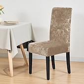 abordables Funda para silla de comedor-2 fundas elásticas de terciopelo para silla de comedor, fundas protectoras para silla con banda elástica para comedor, ceremonia de boda, banquete, decoración del hogar.
