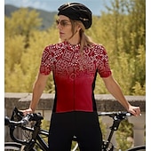 abordables Maillots pour femmes-Femmes Maillot de cyclisme Manche Courte Cyclisme Maillot Top avec 3 poches arrière Respirant Séchage Rapide Évacuation de l&#039;Humidité Bandes réfléchissantes Rouge vin Des sports Vêtement Tenue