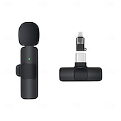 baratos acessórios de perfuração-Microfone de lapela sem fio para iPhone e Android, mini microfone USB-C com redução de ruído, perfeito para gravação, vlog, YouTube, TikTok, podcasts e vídeos de entrevistas