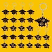 cheap Graduation Season-10 Pieces Class of 2025 Graduation Keychains Rubber Key Chains Grad Cap