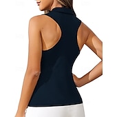cheap Women&#039;s Shirt-US Open Women&#039;s Workout Tank Top Sport Shirt Sports Tank Top Tank Top Sleeveless Zipper Quick Dry Tennis Golf Pickleball Zip Collar Solid Colored Tank Back Black White Pink Spandex Tennis Clothing