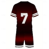 cheap Men's Printed Tees sets-Men's Number 2pcs Tees sets Summer Tops Short Sleeve Short Pants Crew Neck Athleisure Sports &amp; Outdoor Casual Daily 3D Print Summer Black and Red