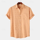 economico camicia da uomo con bottoni-Per uomo Camicia Camicia Estiva Camicia casual Camicia da Spiaggia Camicia con Bottoni Nero Verde chiaro Viola Arancione Azzurro Manica Corta Semplice Bavero Vacanza Camicia hawaiana Abbigliamento