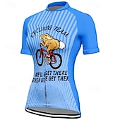 cheap Women&#039;s Jerseys-Women&#039;s Cycling Jersey Graphic Stripes Short Sleeve Bike Tee Tshirt Jersey with 3 Rear Pockets Mountain Bike MTB Quick Dry Anatomic Design Wicking Breathable Sports Pink Blue Orange Clothing Apparel