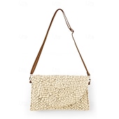 olcso Keresztpántos táskák-női szőtt szalmából készült crossbody táska - boho nyári kuplung állítható vállpánttal strandruhákhoz, üdülőruhákhoz és hétköznapi viseletekhez