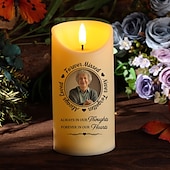 cheap Memorial Gift-Personalized Memorial LED Candle Custom Photo Sympathy Gifts For Loss Of Loved Ones, Elegant Remembrance Light for Home Bedroom Decor, Tribute to Passed Loved Ones
