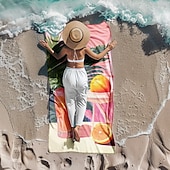abordables juegos de toallas de playa-Toalla de playa estampada, manta de playa ligera, de secado rápido y sin arena, ideal para viajes, piscina y uso al aire libre.
