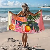 abordables juegos de toallas de playa-Toalla de playa estampada, manta de playa ligera, de secado rápido y sin arena, ideal para viajes, piscina y uso al aire libre.