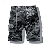 preiswerte Klassiker-Herren Cargo-Shorts Shorts mit Camouflage-Muster Shorts Sommershorts Kordelzug Elastischer Bund Mehrere Taschen Tarnung Komfort tragbar Knielang Outdoor Sport Täglich Mode Lässig Tarnung Khaki