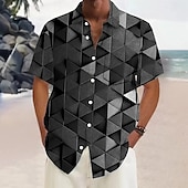 voordelige Geometrisch patroon-Voor heren Geometrisch 3D Print Raster / Plaid Overhemd Zomer overhemd Overhemd met knopen Korte mouw Mode-casual Vakantie Dagelijks gebruik Feestdagen Zomer Lente Strijkijzer 3D-afdrukken shirts met