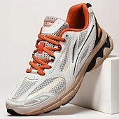 Χαμηλού Κόστους Ανδρικά Sneakers-ανδρικά αθλητικά παπούτσια τρεξίματος λευκά και πορτοκαλί με ελαφρύ πλέγμα – ευέλικτα αθλητικά παπούτσια για μπάσκετ και καθημερινή χρήση