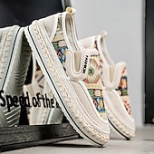 cheap Slip-On Casual Shoes-Men's Black and Red Slip-On Walking Shoes with Tribal Pattern – Comfortable and Stylish Sneakers for Casual and Outdoor Activities