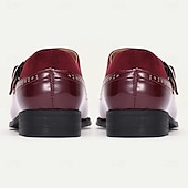 economico Formale-scarpe monk da uomo in pelle verniciata bordeaux con fibbia – eleganti scarpe da ballo per eventi formali