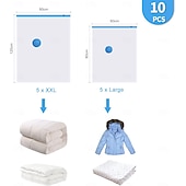 abordables almacenamiento de equipaje y viajes-Bolsas de vacío reutilizables para ropa, edredones, ropa de cama, colchas y abrigos, con cierre de cremallera, para viaje, 10 unidades