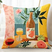 abordables Taies d&#039;Oreiller-Housse de coussin décoratif motif fruits d&#039;été 1PC douce carrée pour canapé taie d&#039;oreiller pour chambre salon canapé chaise
