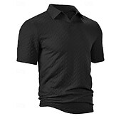cheap Men&#039;s Classic Polo-Men&#039;s Golf Shirt Golf Polos Shirts Work Casual Lapel Short Sleeve Basic Modern Plain Jacquard Summer Regular Fit Black White Blue Khaki Golf Shirt