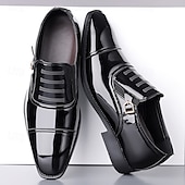 preiswerte Formell-Herrenschuhe - schwarz-weiße Lackschuhe mit Schnalle für Hochzeiten, Galas und Tanzpartys