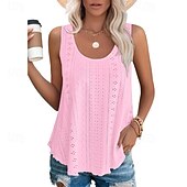economico Camicie-Per donna Camicie di cotone e lino Blusa Semplice Moderno Casual Senza Maniche Girocollo Top Regolari Quotidiano Uscire Asimmetrico Nero Bianco Rosa Estate
