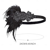 baratos Acessórios e mais-Anos 20 O Grande Gatsby Faixa De Cabelo Estilo Melindrosa O Grande Gatsby Pena Purpurina Brilhante Vintage Mulheres Carnaval Dia dos namorados Baile de Máscaras Traje de festa para noite Mascarilha