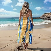 economico set di asciugamani da spiaggia-telo mare stampato, telo mare leggero e anti-sabbia ad asciugatura rapida, ideale per viaggi, piscina e uso all'aperto