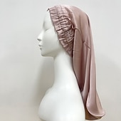 abordables sombreros caseros-Diadema larga de seda banda elástica Para dormir con cabello largo transpirable A prueba de viento Cálido sombrero elástico de seda de morera